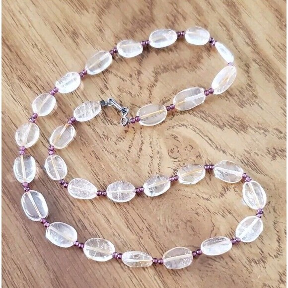 Vintage Citrine and Garnet Beaded Necklace 18" - Picture 3 of 5